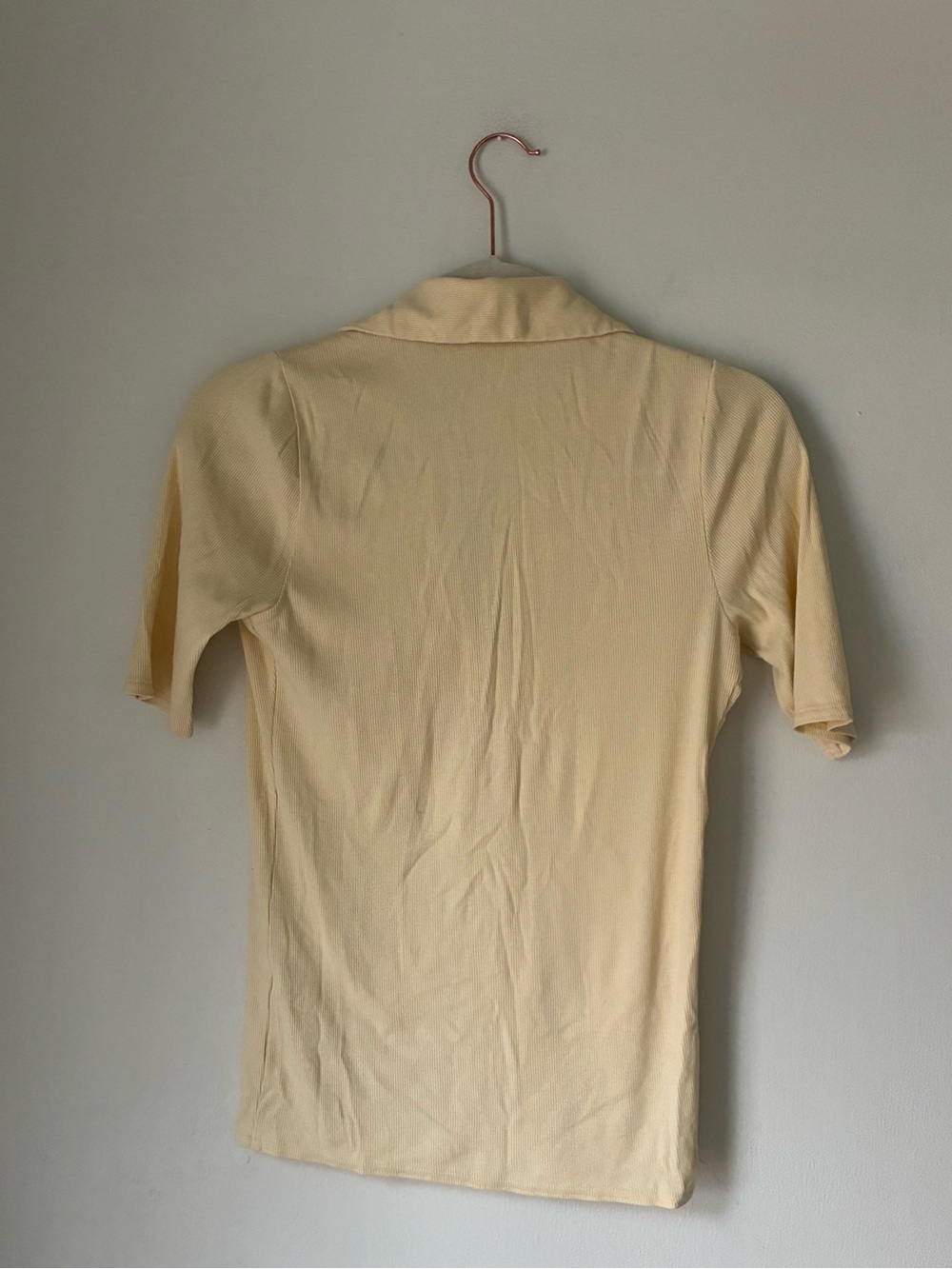 Banana Republic Ribbed Elbow Sleeve Polo Butter Yellow - Picture 3 of 5